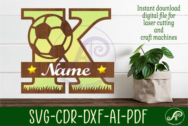 Football or Soccer Monogram K Letter SVG APInspireddesigns 