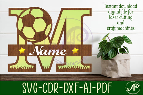 Football or Soccer Monogram M Letter SVG APInspireddesigns 
