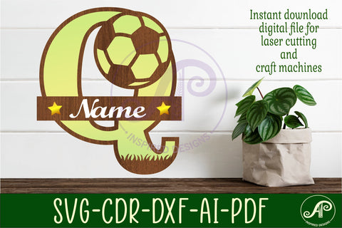 Football or Soccer Monogram Q Letter SVG APInspireddesigns 