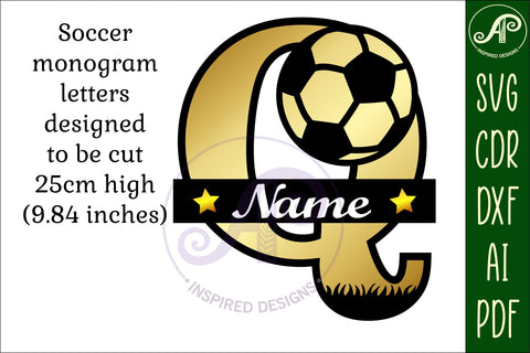 Football or Soccer Monogram Q Letter SVG APInspireddesigns 
