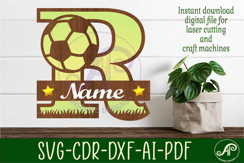 Football or Soccer Monogram R Letter SVG APInspireddesigns 
