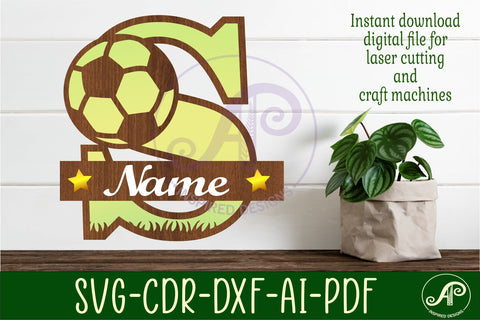 Football or Soccer Monogram S Letter SVG APInspireddesigns 