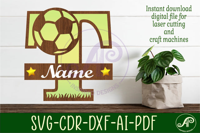 Football or Soccer Monogram T Letter SVG APInspireddesigns 