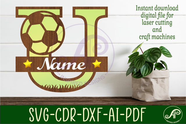 Football or Soccer Monogram U Letter SVG APInspireddesigns 