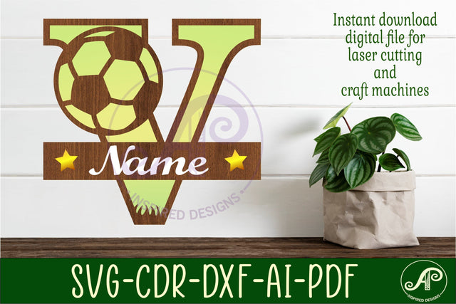 Football or Soccer Monogram V Letter SVG APInspireddesigns 