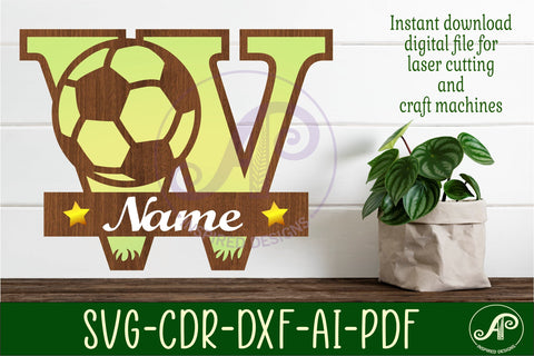 Football or Soccer Monogram W Letter SVG APInspireddesigns 