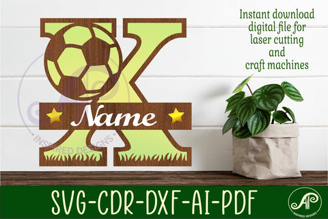 Football or Soccer Monogram X Letter SVG APInspireddesigns 