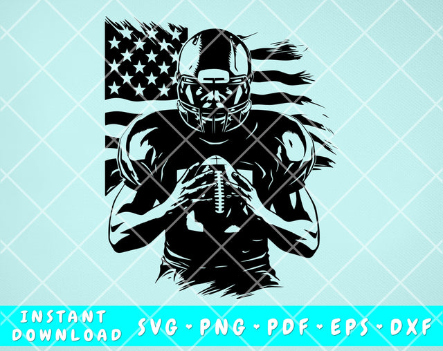 Football Player SVG, Football Player Clipart, Football Player Cut File For Cricut, Silhouette SVG HappyDesignStudio 