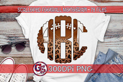 Football Scalloped Monogram Font Set PNG for Sublimation Sublimation Greedy Stitches 