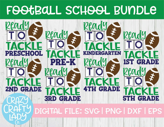 Football School SVG Cut File Bundle SVG Crazy Crafty Lady Co.