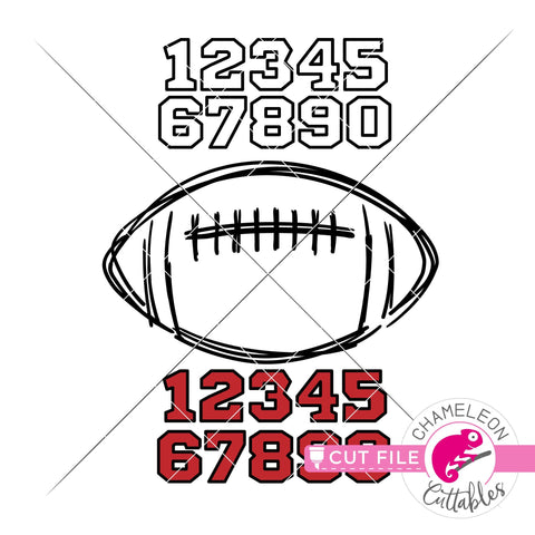Football scribble with numbers sketch drawing svg dxf png SVG Chameleon Cuttables 