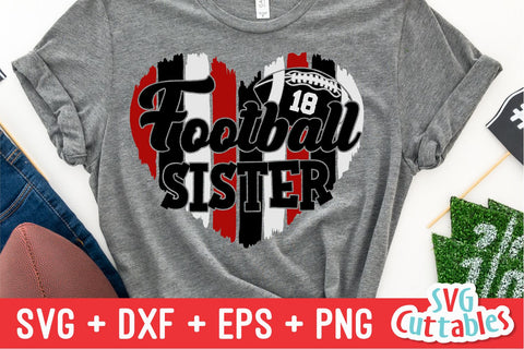 Football Sister SVG | Football Heart Paint Strokes SVG Svg Cuttables 
