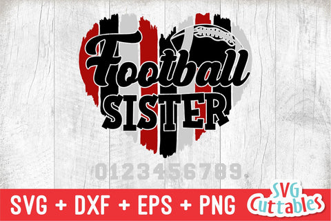 Football Sister SVG | Football Heart Paint Strokes SVG Svg Cuttables 