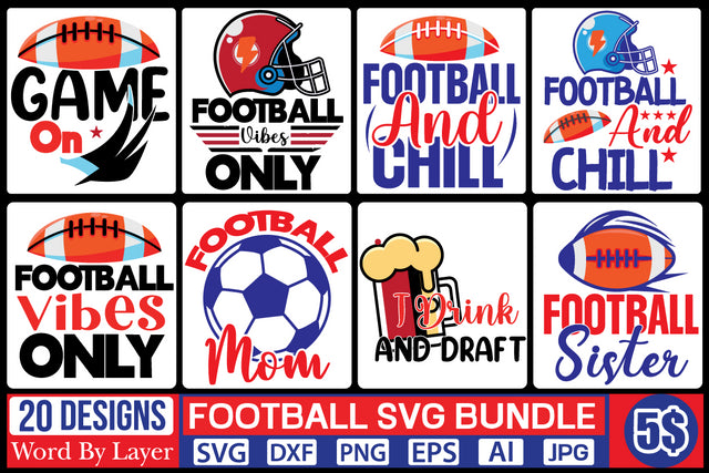 Football SVG Bundle SVG Cur File,SVGs,quotes-and-sayings,food-drink,mini-bundles,print-cut,on-sale, SVG DesignPlante 503 