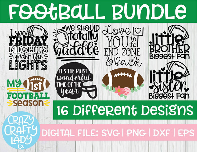 Football SVG Cut File Bundle SVG Crazy Crafty Lady Co. 