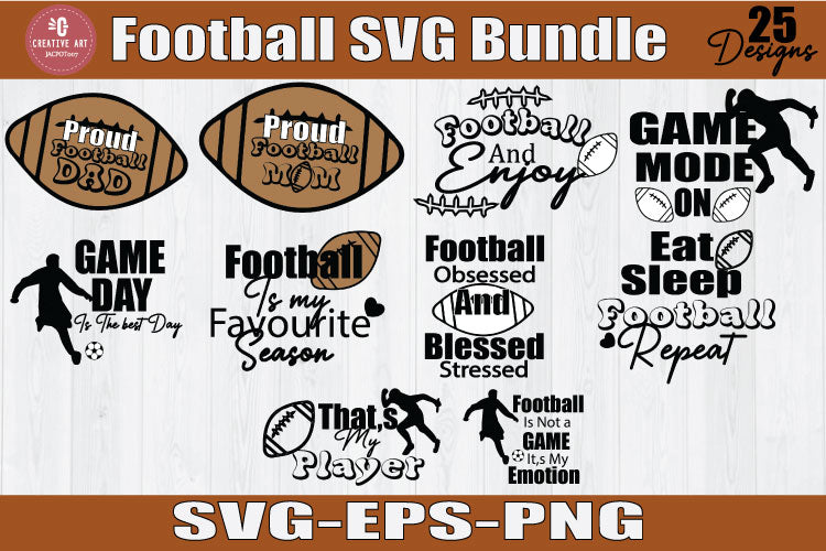 Football SVG files for Cricut 25 Football Family SVG Bundle - So Fontsy