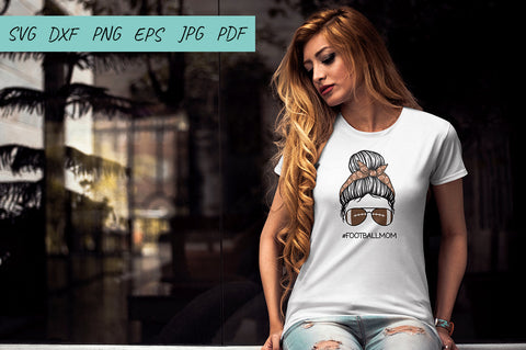 Football SVG, Football mom SVG, Messy Bun Football Mom SVG Irina Ostapenko 