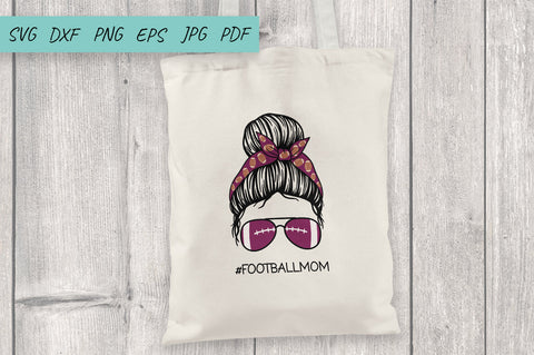 Football SVG, Football mom SVG, Messy Bun Football Mom SVG Irina Ostapenko 