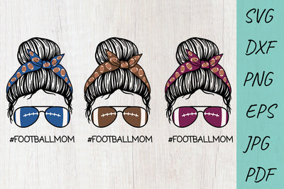 Football SVG, Football mom SVG, Messy Bun Football Mom SVG Irina Ostapenko 