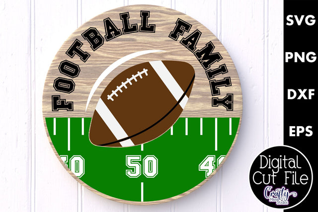 Football Svg, Round Sports Sign, Sport Family Door Hanger SVG Crafty Mama Studios 
