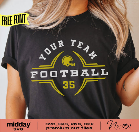 Football Team Shirt, Svg Png Dxf Eps, Team Template, Cricut Cut File, Silhouette, Team Logo, Football Cut File, Football Helmet svg, Digital SVG Midday SVG 