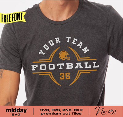 Football Team Shirt, Svg Png Dxf Eps, Team Template, Cricut Cut File, Silhouette, Team Logo, Football Cut File, Football Helmet svg, Digital SVG Midday SVG 