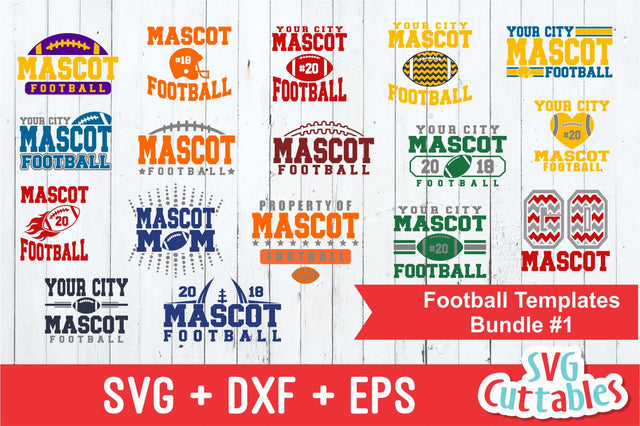 Football Template Bundle #1 SVG Svg Cuttables