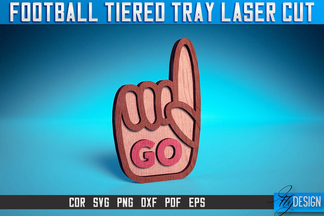 Football Tiered Tray Laser Cut SVG | Tiered Tray Laser Cut SVG Design | CNC Files SVG Fly Design 