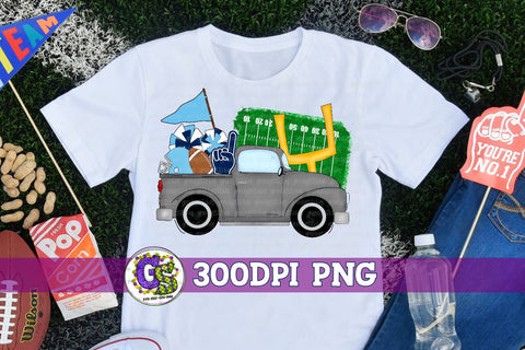 Football Truck Columbia Blue and Navy PNG for Sublimation Sublimation Greedy Stitches 