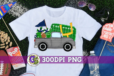 Football Truck Green Navy PNG for Sublimation Sublimation Greedy Stitches 
