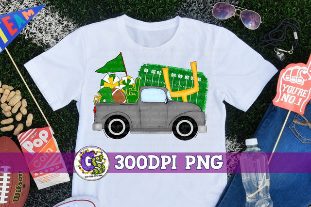 Football Truck Green Yellow PNG for Sublimation Sublimation Greedy Stitches 