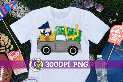 Football Truck Navy Gold PNG for Sublimation Sublimation Greedy Stitches 