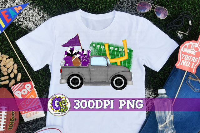 Football Truck Purple and Black PNG for Sublimation Sublimation Greedy Stitches 