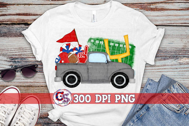 Football Truck Red Royal PNG for Sublimation Sublimation Greedy Stitches 