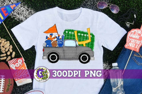 Football Truck Royal Orange PNG for Sublimation Sublimation Greedy Stitches 