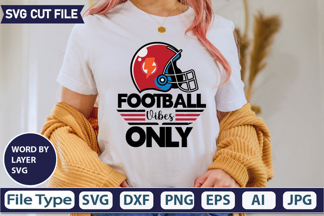 Football Vibes Only SVG Cut file SVGs,quotes-and-sayings,food-drink,mini-bundles,print-cut,on-sale, SVG DesignPlante 503 