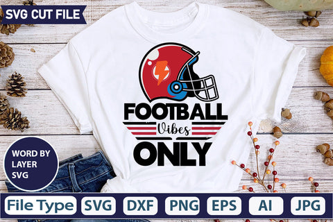 Football Vibes Only SVG Cut file SVGs,quotes-and-sayings,food-drink,mini-bundles,print-cut,on-sale, SVG DesignPlante 503 