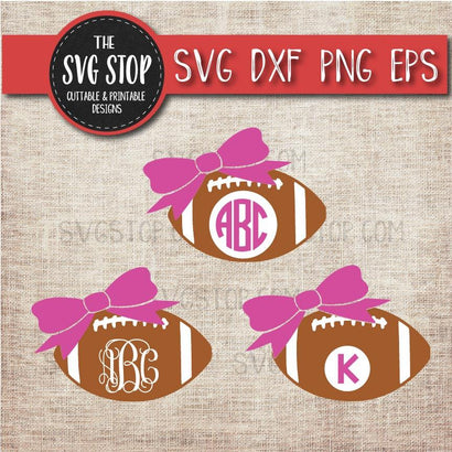 Football With Bow Monogram Frames - Sports SVG SVG The SVG Stop 