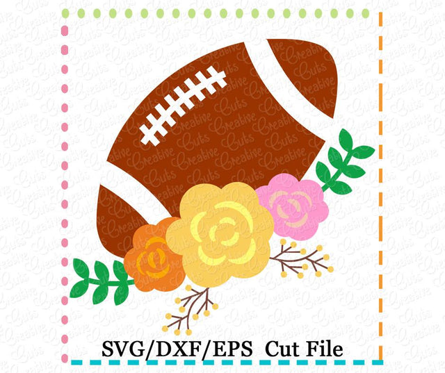 Football with Flowers Cut File Creative Appliques 