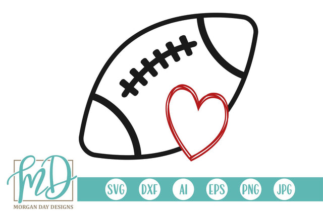Football with Heart SVG Morgan Day Designs 