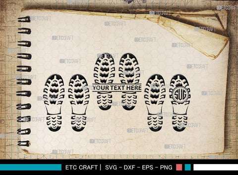 Footprints Human Shoes Monogram, Footprints Human Shoes Silhouette, Footprints Human Shoes SVG, Shoesprint Svg, Man Shoe Foot Svg, SB00194 SVG ETC Craft 