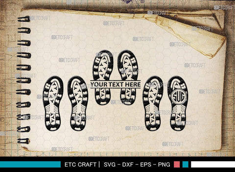 Footprints Human Shoes Monogram, Footprints Human Shoes Silhouette, Footprints Human Shoes SVG, Shoesprint Svg, Man Shoe Foot Svg, SB00194 SVG ETC Craft 