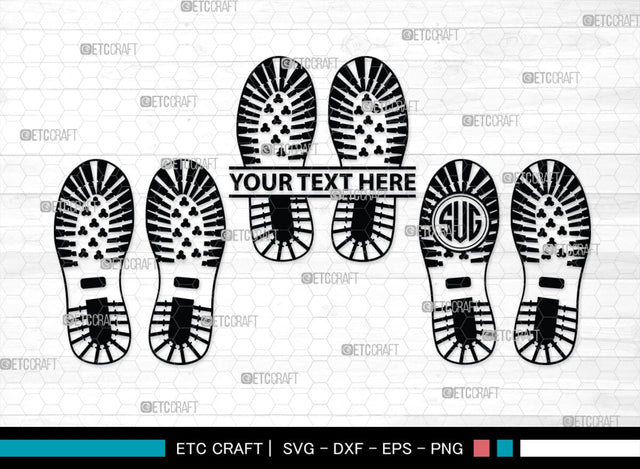 Footprints Human Shoes Monogram, Footprints Human Shoes Silhouette, Footprints Human Shoes SVG, Shoesprint Svg, Man Shoe Foot Svg, SB00194 SVG ETC Craft 