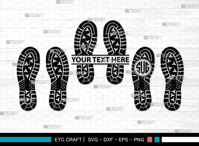 Footprints Human Shoes Monogram, Footprints Human Shoes Silhouette, Footprints Human Shoes SVG, Shoesprint Svg, Man Shoe Foot Svg, SB00194 SVG ETC Craft 