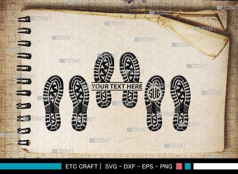 Footprints Human Shoes Monogram, Footprints Human Shoes Silhouette, Footprints Human Shoes SVG, Shoesprint Svg, Man Shoe Foot Svg, SB00194 SVG ETC Craft 