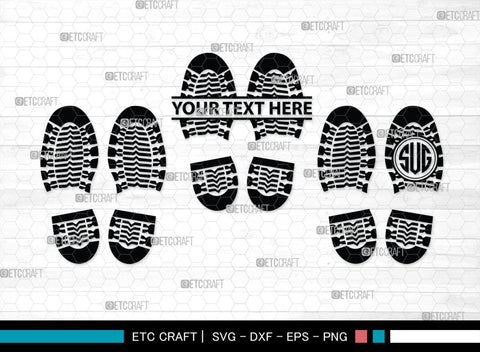 Footprints Human Shoes Monogram, Footprints Human Shoes Silhouette, Footprints Human Shoes SVG, Shoesprint Svg, Man Shoe Foot Svg, SB00194 SVG ETC Craft 