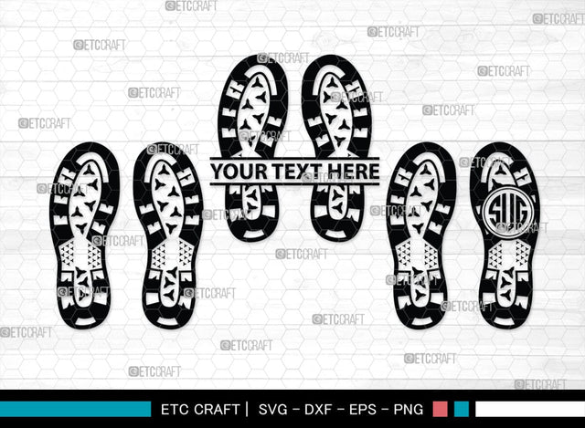 Footprints Human Shoes Monogram, Footprints Human Shoes Silhouette, Footprints Human Shoes SVG, Shoesprint Svg, Man Shoe Foot Svg, SB00194 SVG ETC Craft 