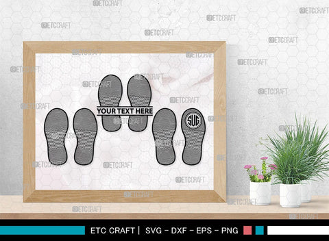 Footprints Human Shoes Monogram, Footprints Human Shoes Silhouette, Footprints Human Shoes SVG, Shoesprint Svg, Man Shoe Foot Svg, SB00194 SVG ETC Craft 