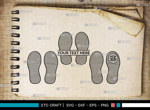 Footprints Human Shoes Monogram, Footprints Human Shoes Silhouette, Footprints Human Shoes SVG, Shoesprint Svg, Man Shoe Foot Svg, SB00194 SVG ETC Craft 