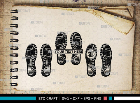 Footprints Human Shoes Monogram, Footprints Human Shoes Silhouette, Footprints Human Shoes SVG, Shoesprint Svg, Man Shoe Foot Svg, SB00194 SVG ETC Craft 